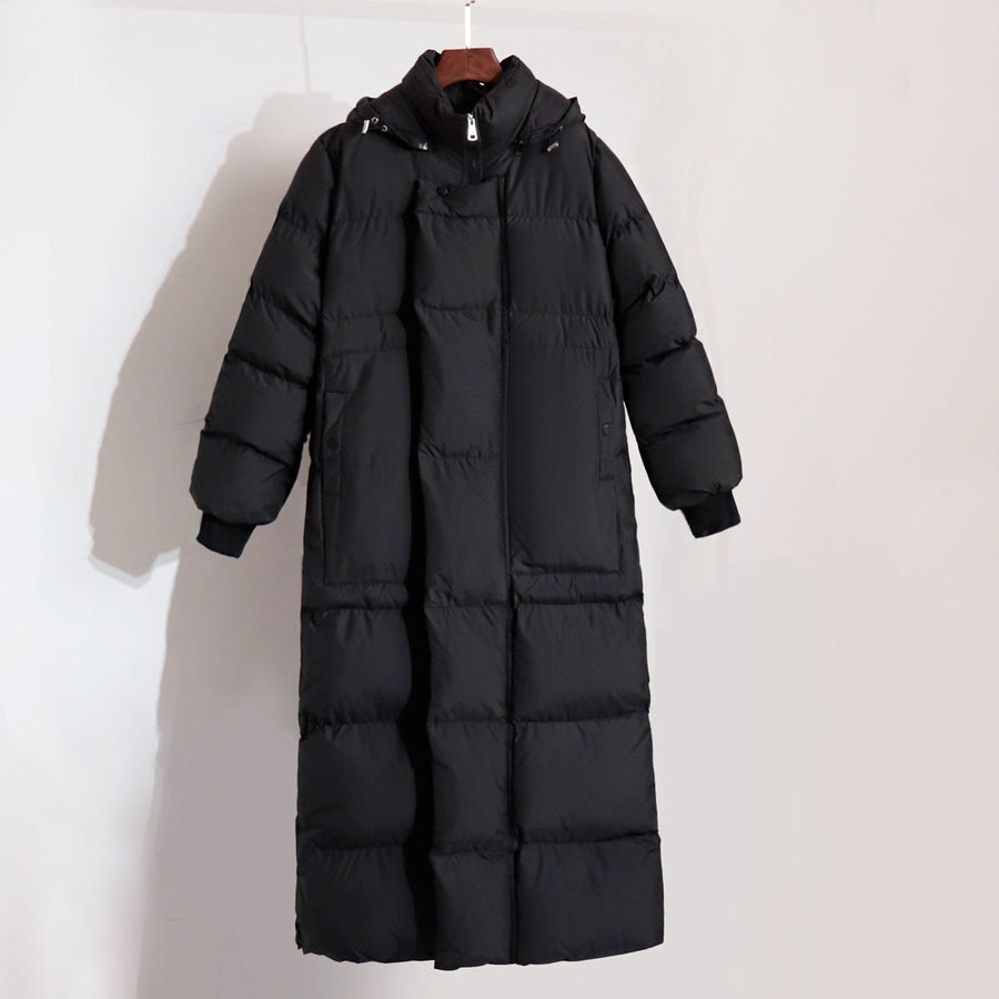 Laila Quilted Jacket with Zip Front and Hood in Black