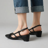 Lana Bow Pointed Slingback in Charcoal