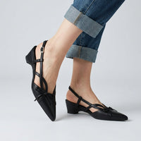 Lana Bow Pointed Slingback in Charcoal
