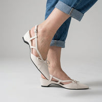 Lana Bow Pointed Slingback in Pearl