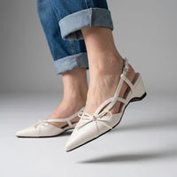 Lana Bow Pointed Slingback in Pearl