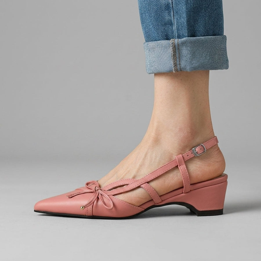 Lana Bow Pointed Slingback in Rose Pink