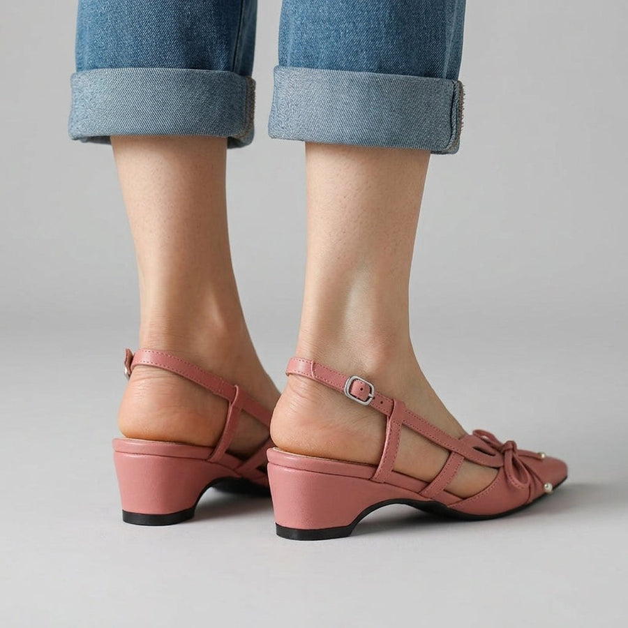 Lana Bow Pointed Slingback in Rose Pink