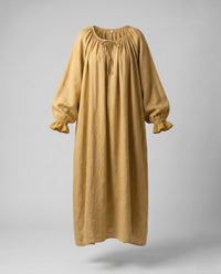 Lana Elegant Linen Maxi Dress with Ruffles in Brown