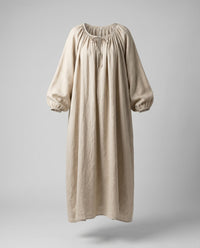 Lana Elegant Linen Maxi Dress with Ruffles in Khaki