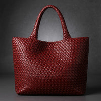 Lana Handwoven Leather Tote in Charcoal