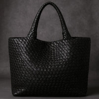 Lana Handwoven Leather Tote in Charcoal