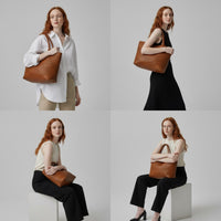 Lana Handwoven Leather Tote in Sienna Brown