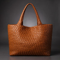 Lana Handwoven Leather Tote in Sienna Brown
