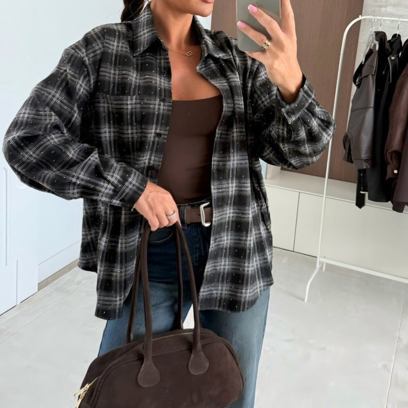 Lana Shirt with Checked and Oversized