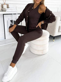 Lana Suit with Elastic Waist in Brown