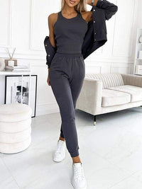 Lana Suit with Elastic Waist in Grey