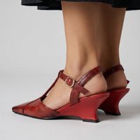 Lana T-Strap Wedge Pump in Cabernet