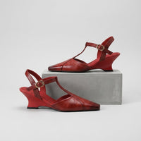 Lana T-Strap Wedge Pump in Cabernet