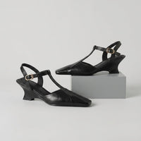 Lana T-Strap Wedge Pump in Charcoal