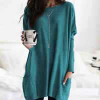 Leonie | Women's Oversized Crew Neck Long Sweater with Front Pockets