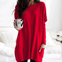 Leonie | Women's Oversized Crew Neck Long Sweater with Front Pockets