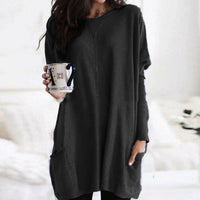 Leonie | Women's Oversized Crew Neck Long Sweater with Front Pockets