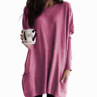 Leonie | Women's Oversized Crew Neck Long Sweater with Front Pockets
