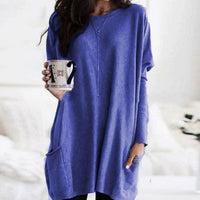 Leonie | Women's Oversized Crew Neck Long Sweater with Front Pockets