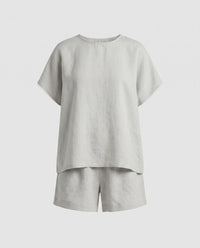 Lara Airy Linen Set in Light Grey
