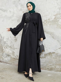 Lara Elegant Dress with Belted in Black