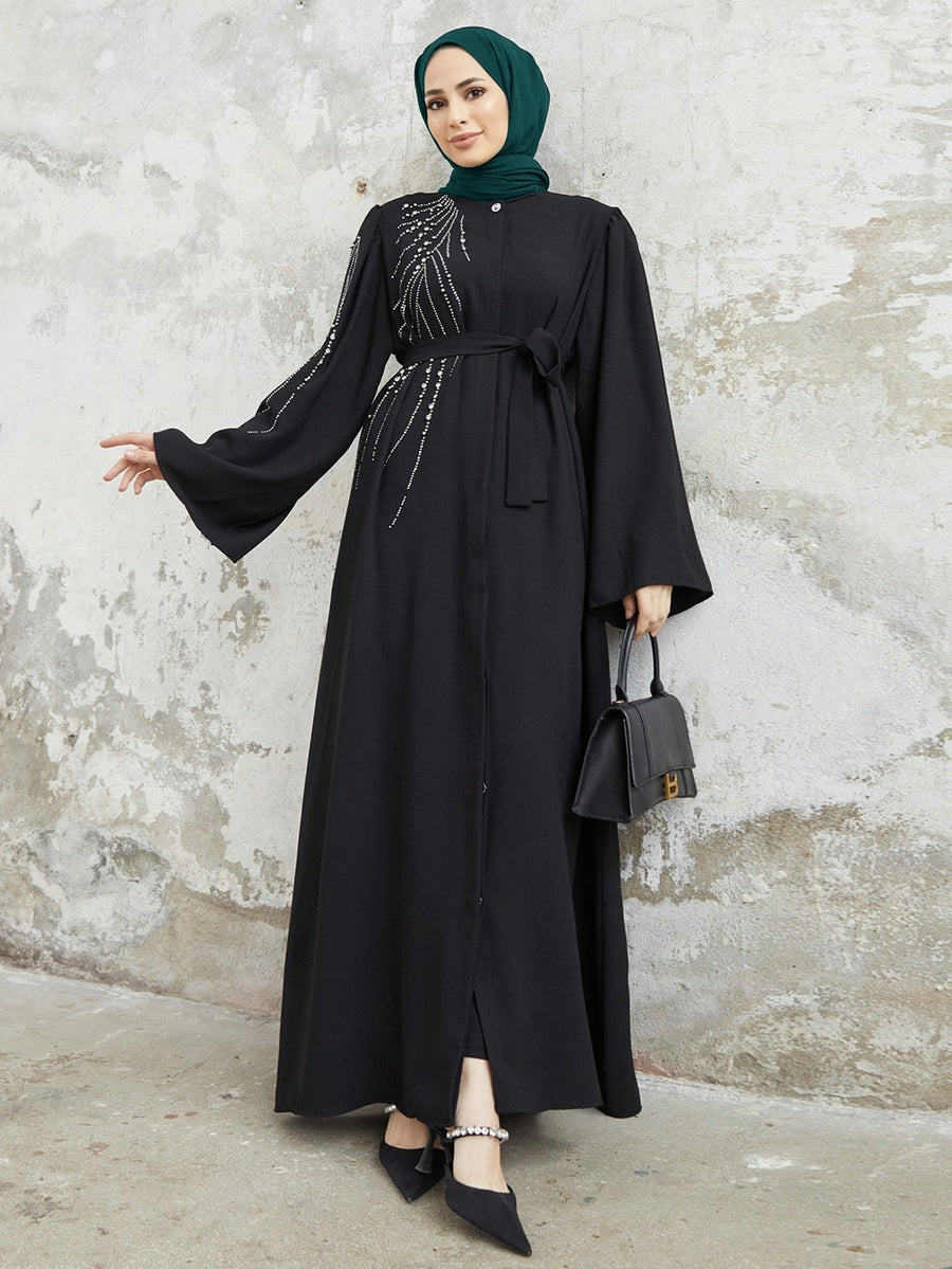 Lara Elegant Dress with Belted in Black