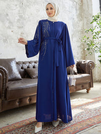 Lara Elegant Dress with Belted in Blue