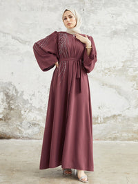 Lara Elegant Dress with Belted in Pink