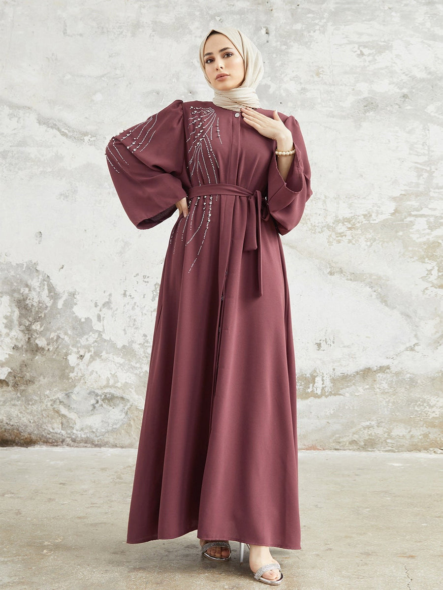Lara Elegant Dress with Belted in Pink