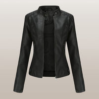 Lara Elegant Jacket with Zip Front in Black