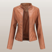 Lara Elegant Jacket with Zip Front in Khaki