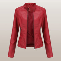 Lara Elegant Jacket with Zip Front in Red