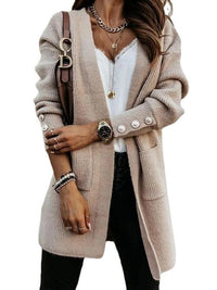 Lara Elegant Knit Cardigan with Pockets in Bildfarbe