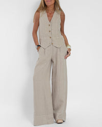 Lara Elegant Linen Vest in Grey