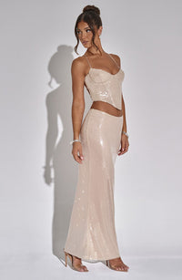 Simone Maxi Skirt - Nude