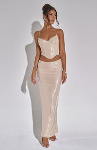 Simone Maxi Skirt - Nude
