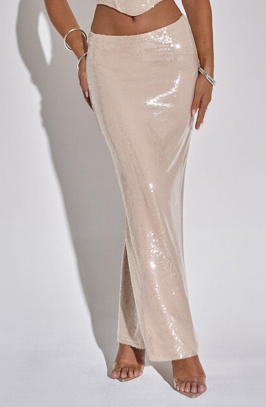 Simone Maxi Skirt - Nude
