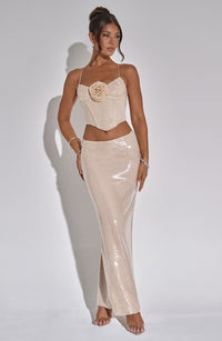 Simone Maxi Skirt - Nude