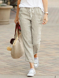 Larissa Comfortable Linen Trousers in Beige