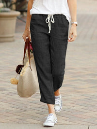Larissa Comfortable Linen Trousers in Black