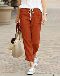 Larissa Comfortable Linen Trousers in Red