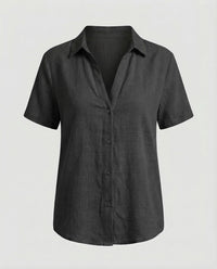 Larissa Linen Blend Blouse in Black