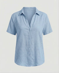 Larissa Linen Blend Blouse in Blue