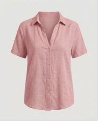 Larissa Linen Blend Blouse in Pink