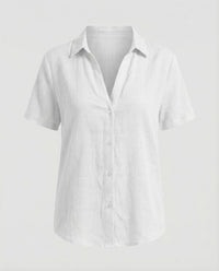 Larissa Linen Blend Blouse in White