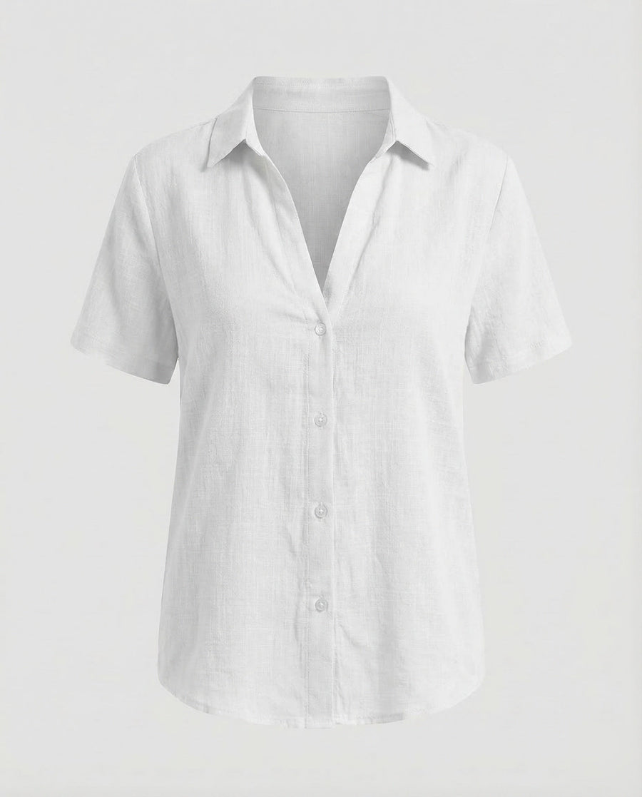 Larissa Linen Blend Blouse in White