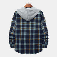 Larissa Shirt with Checked and Hood in Blue