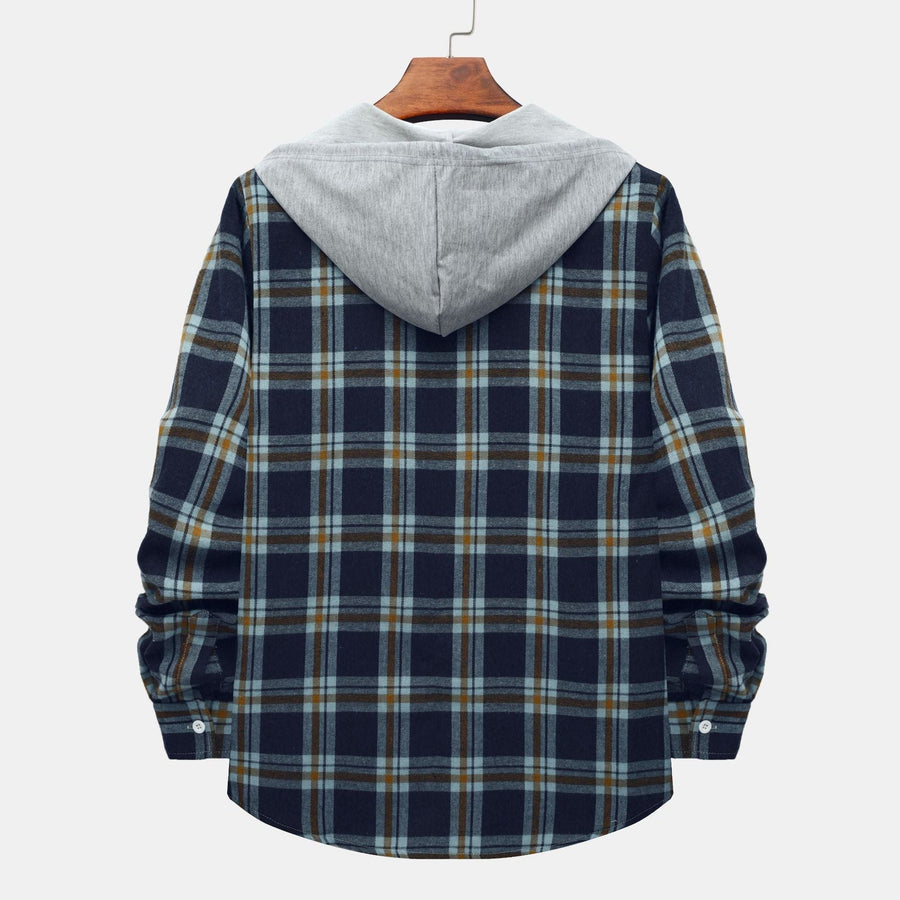 Larissa Shirt with Checked and Hood in Blue