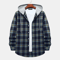 Larissa Shirt with Checked and Hood in Blue